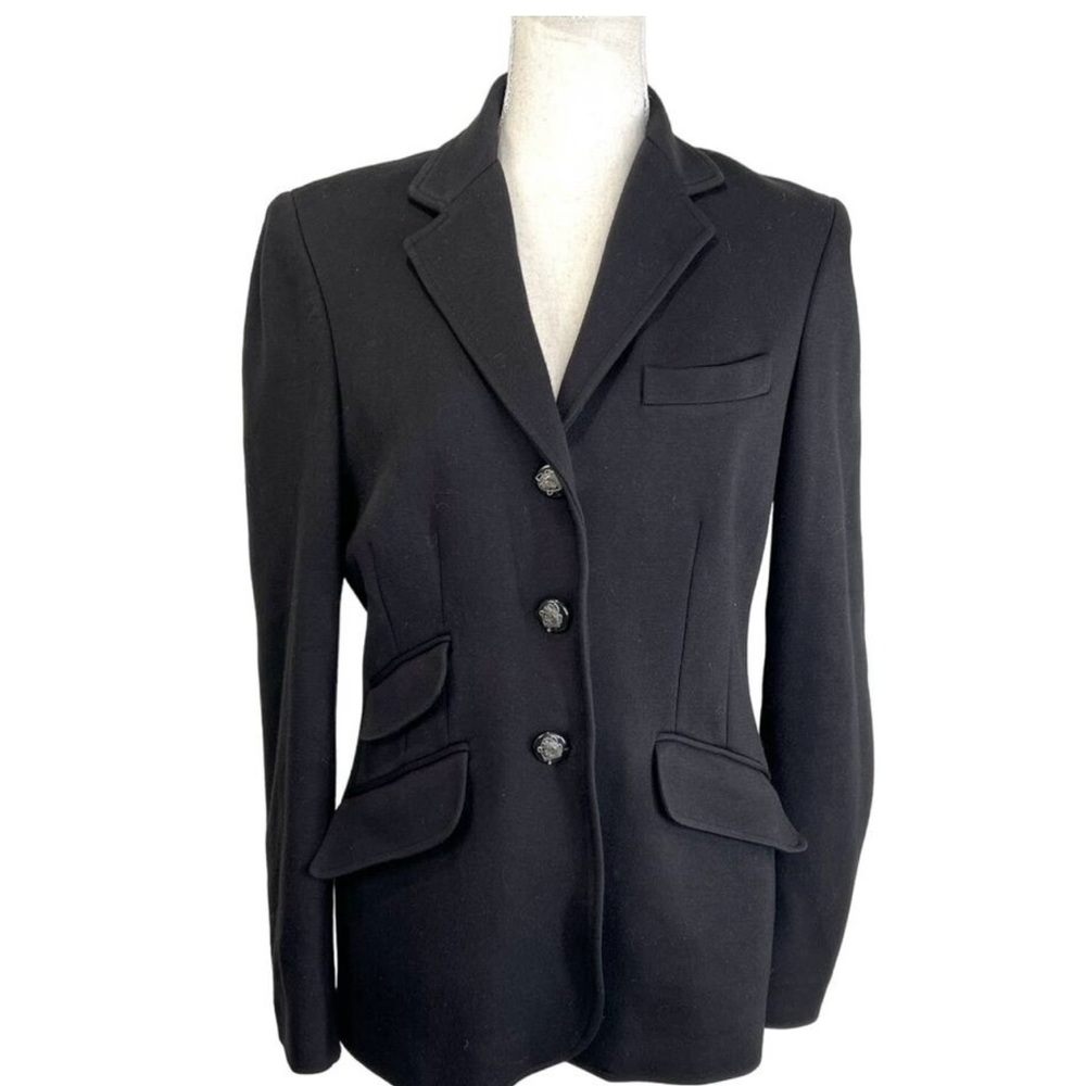 Lauren Ralph Lauren Equestrian Point Knit Stretch Blazer Sz 4 - Picture 5 of 10